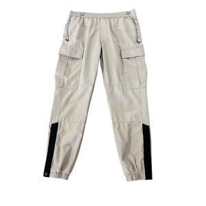TOPMAN Men's Cargo Jogger Pants Beige W32 L30 Elastic Waist Ankle Snap